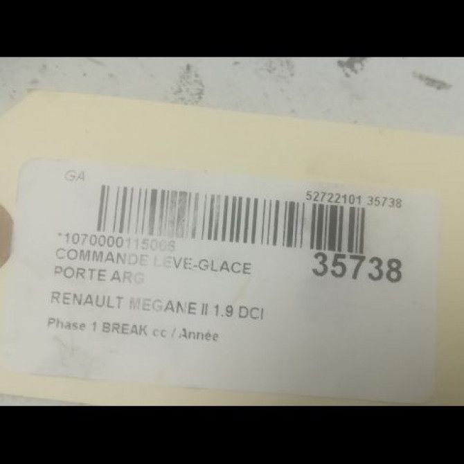 Commande leve-glace porte arrière gauche occasion RENAULT MEGANE II Phase 1 BREAK 09-2003->12-2005 1.9 DCI 120ch 3