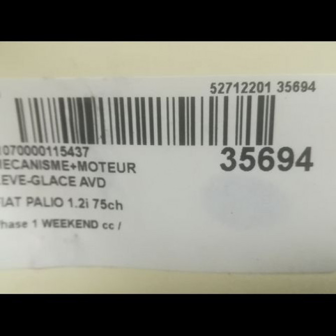 Mecanisme + moteur lève-glace avant droit occasion FIAT PALIO Phase 1 WEEKEND 03-1998->12-2002 1.2i 75ch 4