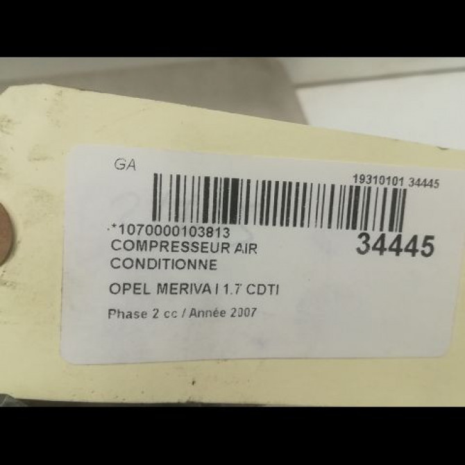 Compresseur air conditionne occasion OPEL MERIVA I Phase 2 01-2006->09-2010 1.7 CDTI 100ch 24421642 5