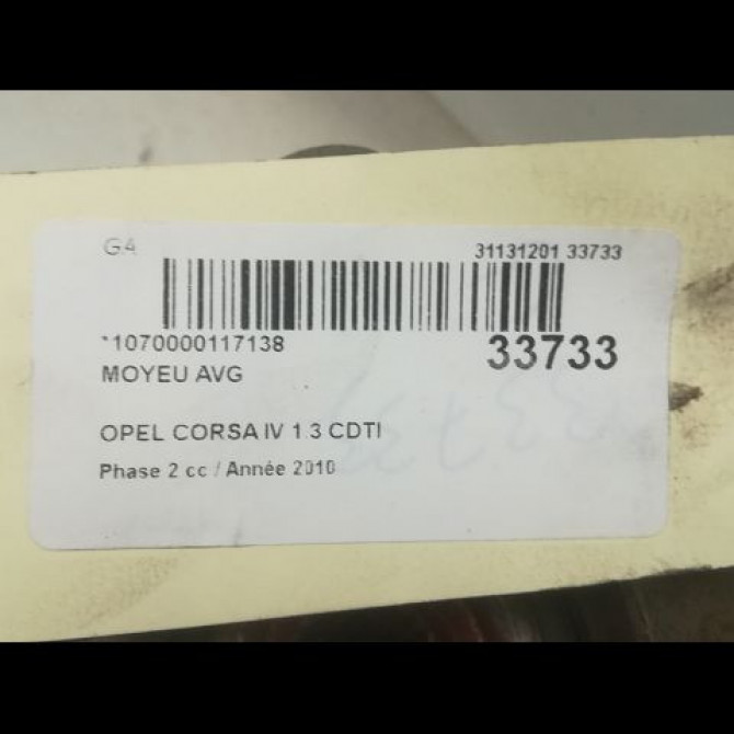Moyeu avg occasion OPEL CORSA IV Phase 2 01-2011->03-2015 1.3 CDTI 95ch 93188890 3