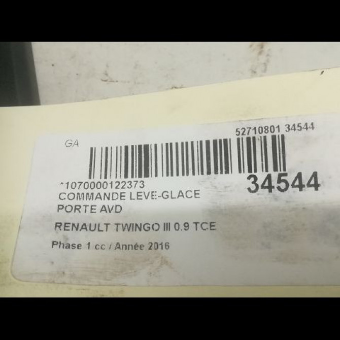 Commande lève-glace porte avant droite occasion RENAULT TWINGO III Phase 1 06-2014->... 0.9 TCE 12v 90ch 3