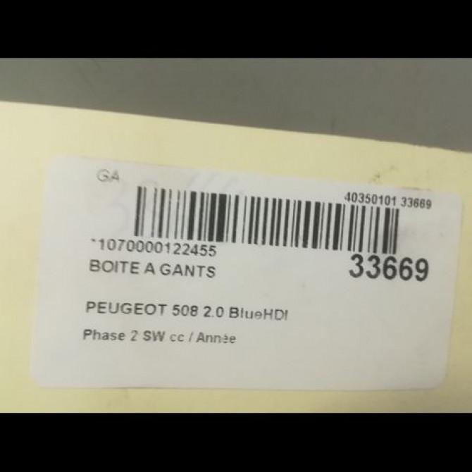 Boite à gants occasion PEUGEOT 508 Phase 2 SW 06-2014->... 2.0 BlueHDI 180ch 825283 3