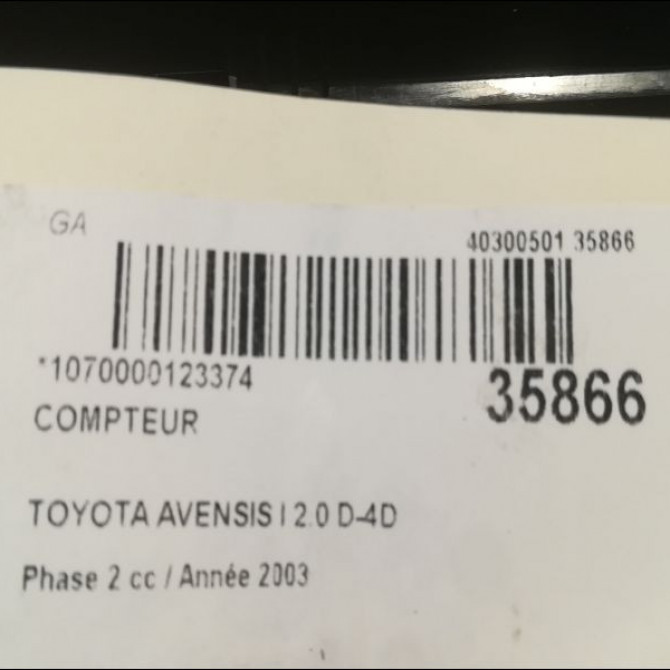 Compteur occasion TOYOTA AVENSIS I Phase 2 09-2000->05-2003 2.0 D-4D 8380005630 3