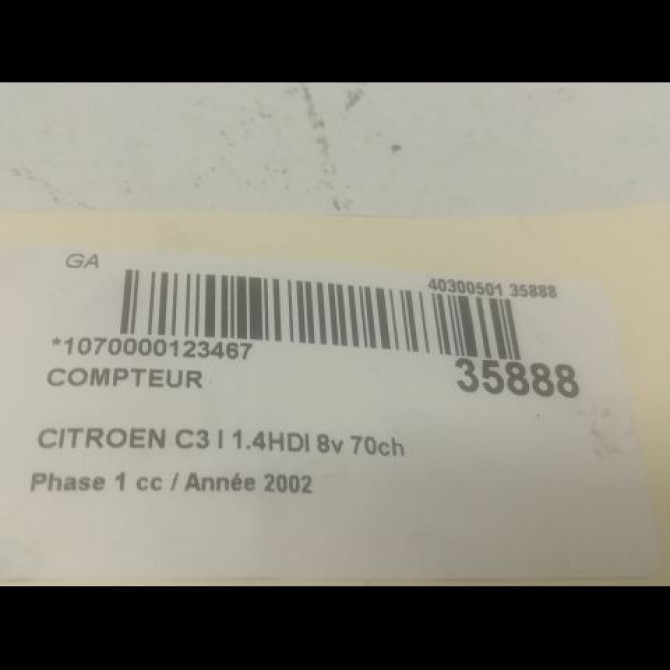 Compteur occasion CITROEN C3 I Phase 1 04-2002->10-2005 1.4HDI 8v 70ch 3