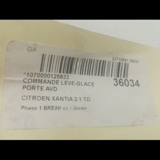 Commande lève-glace porte avant droite occasion CITROEN XANTIA Phase 1 BREAK 07-1995->06-1998 2.1 TD 109ch 3