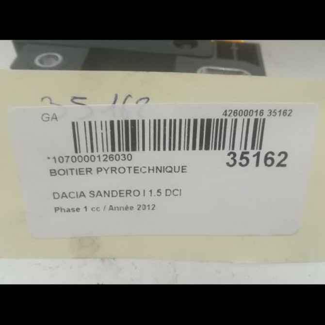 Boitier pyrotechnique occasion DACIA SANDERO I Phase 1 06-2008->10-2012 1.5 DCI 90ch 8201163278 3