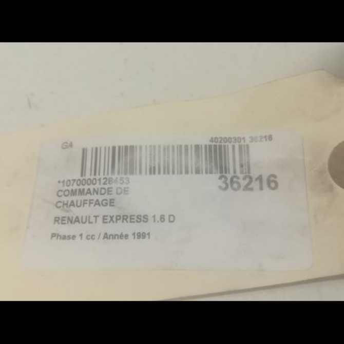 Commande de chauffage occasion RENAULT EXPRESS Phase 1 11-1985->09-1994 1.6 D 3