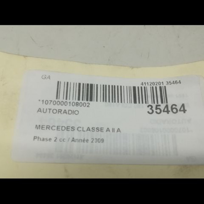 Autoradio occasion MERCEDES CLASSE A II Phase 2 04-2008->06-2012 A 180 CDI 1699008500 3