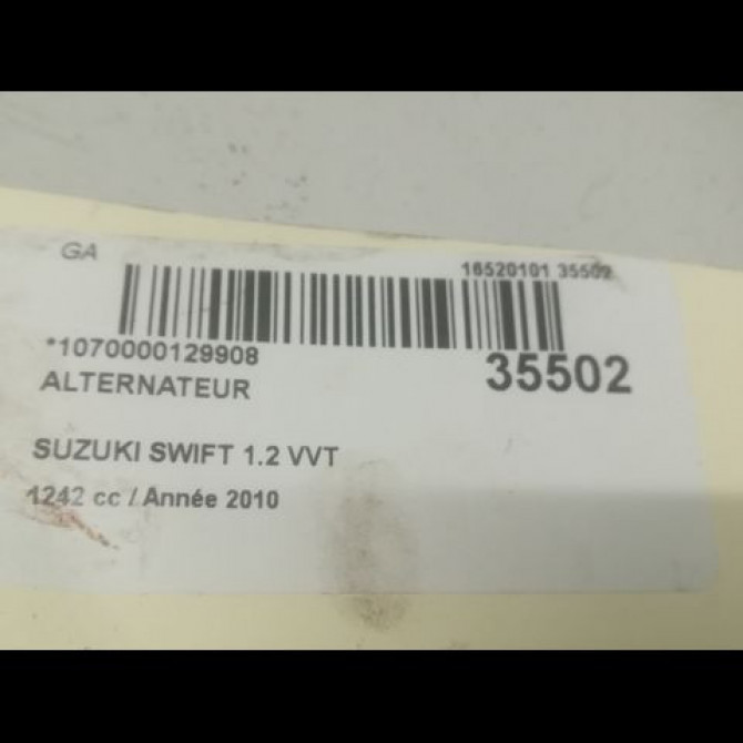 Alternateur occasion SUZUKI SWIFT IV Phase 1 09-2010->... 1.2 VVT 94ch 3140085L03 5