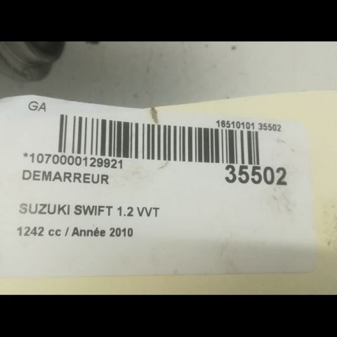 Démarreur occasion SUZUKI SWIFT IV Phase 1 09-2010->... 1.2 VVT 94ch 3110060R00 5