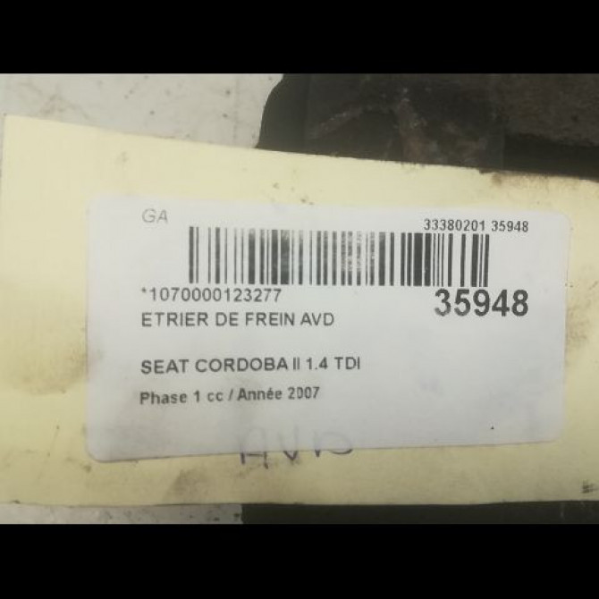 Etrier de frein avant droit occasion SEAT CORDOBA II Phase 1 10-2002->05-2009 1.4 TDI 70ch 6Q0615124 3