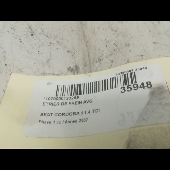 Etrier de frein avant gauche occasion SEAT CORDOBA II Phase 1 10-2002->05-2009 1.4 TDI 70ch 6Q0615123 3