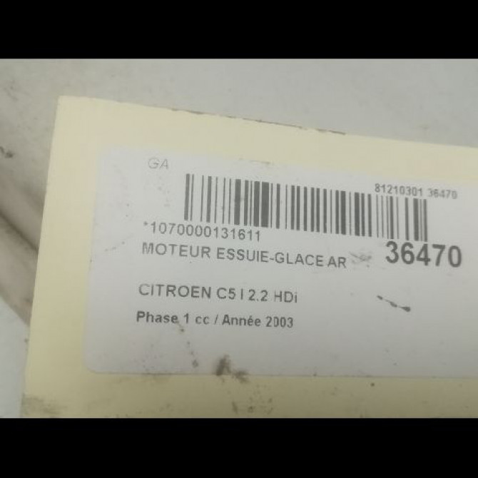 Moteur essuie-glace arrière occasion CITROEN C5 I Phase 1 03-2001->09-2004 2.2 HDi 6405J1 3