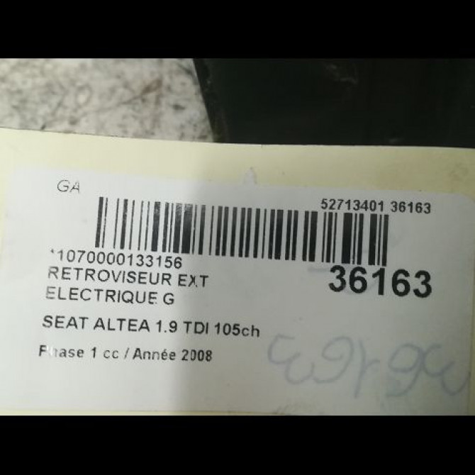 Retroviseur exterieur electrique gauche occasion SEAT ALTEA Phase 1 04-2004->05-2009 1.9 TDI 105ch 5P1857507K9B9 3