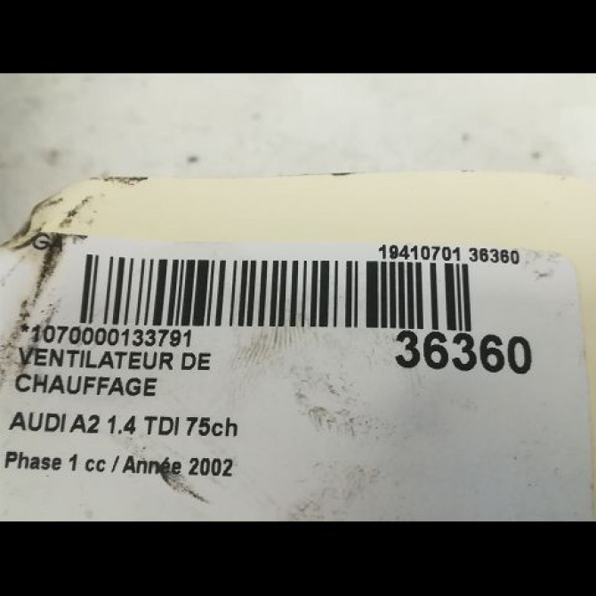 Ventilateur de chauffage occasion AUDI A2 Phase 1 07-2000->12-2005 1.4 TDI 75ch 3