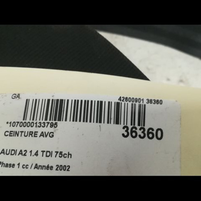 Ceinture avant gauche occasion AUDI A2 Phase 1 07-2000->12-2005 1.4 TDI 75ch 8Z1857705V04 5