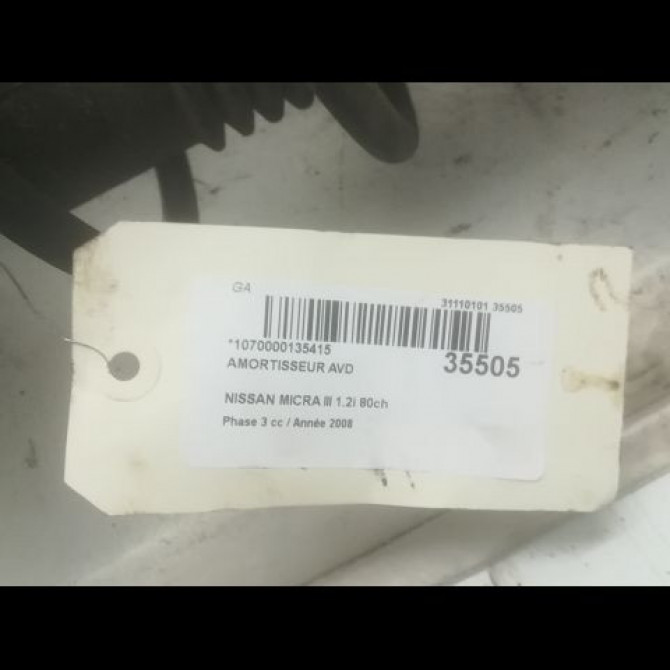 Amortisseur avant droit occasion NISSAN MICRA III Phase 3 11-2007->11-2010 1.2i 80ch E43A2BC60A 2