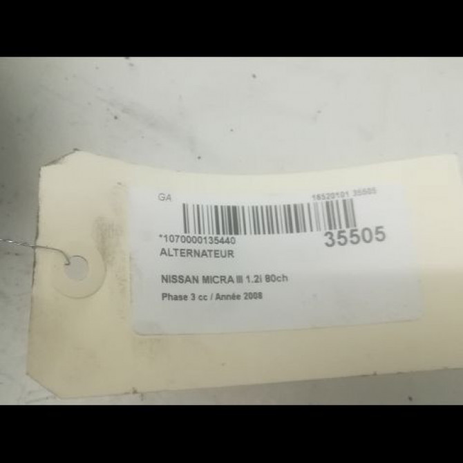 Alternateur occasion NISSAN MICRA III Phase 3 11-2007->11-2010 1.2i 80ch 23100AX62B 3