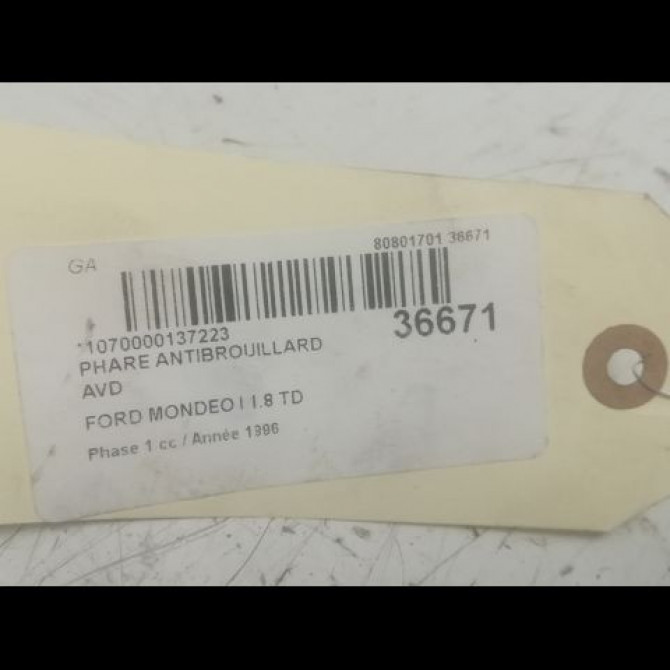 Phare antibrouillard avant droit occasion FORD MONDEO I Phase 1 01-1993->09-1996 1.8 TD 3