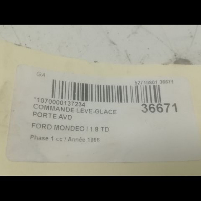 Commande lève-glace porte avant droite occasion FORD MONDEO I Phase 1 01-1993->09-1996 1.8 TD 3