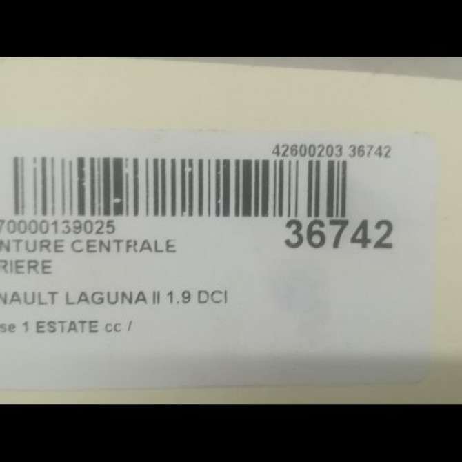 Ceinture centrale arriere occasion RENAULT LAGUNA II Phase 1 ESTATE 11-2000->03-2005 1.9 DCI 110ch 4