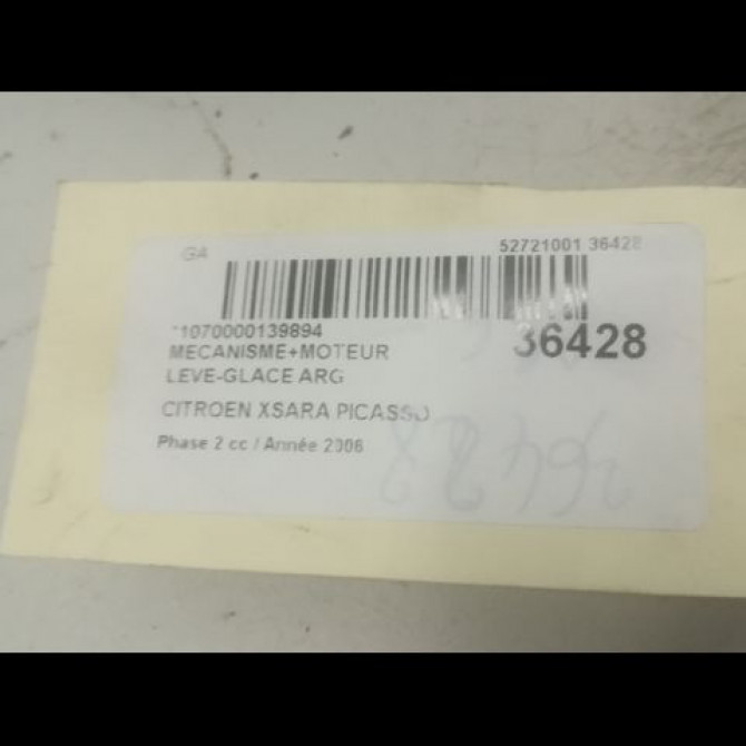 Mecanisme+moteur leve-glace arg occasion CITROEN XSARA PICASSO Phase 2 02-2004->12-2010 1.6 HDI 110ch 922470 3