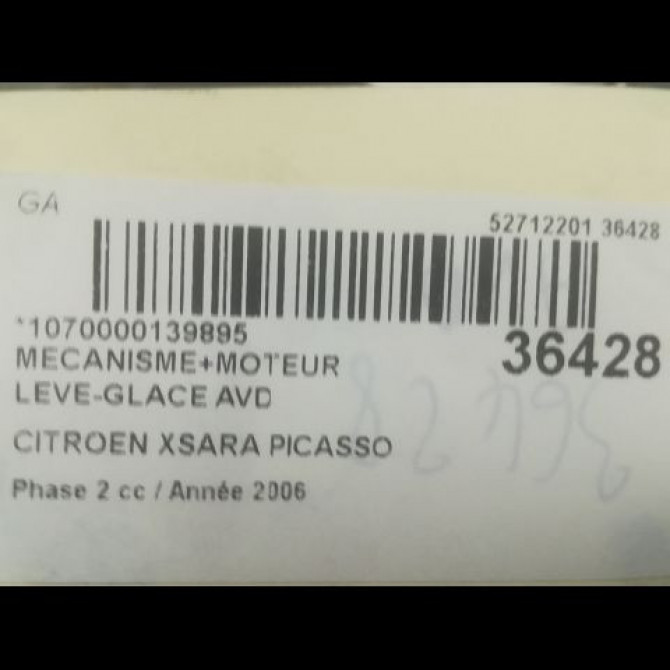 Mecanisme + moteur lève-glace avant droit occasion CITROEN XSARA PICASSO Phase 2 02-2004->12-2010 1.6 HDI 110ch 9222F9 3