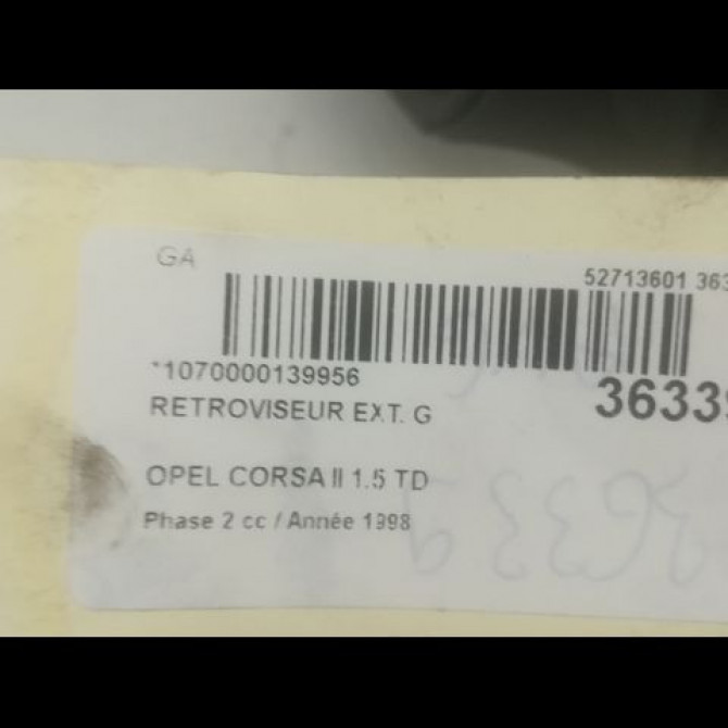 Retroviseur exterieur gauche occasion OPEL CORSA II Phase 2 04-1997->10-2000 1.5 TD 90482039 3