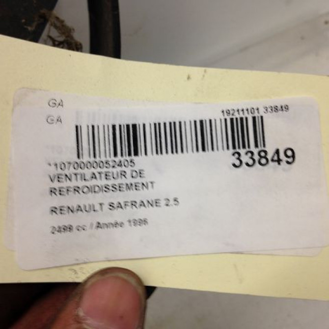 Ventilateur de refroidissement occasion RENAULT SAFRANE Phase 1 04-1992->09-1996 2.1 DT 4
