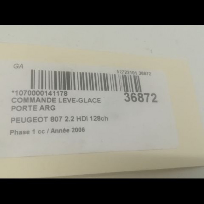 Commande leve-glace porte arrière gauche occasion PEUGEOT 807 Phase 1 06-2002->12-2014 2.2 HDI 128ch 6554RT 3