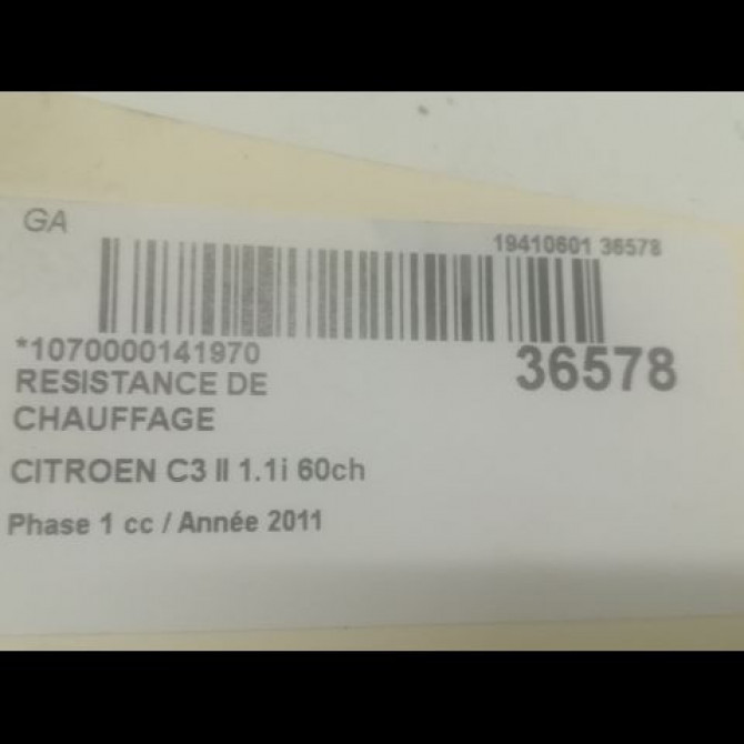 Resistance de chauffage occasion CITROEN C3 II Phase 1 11-2009->02-2013 1.1i 60ch 3