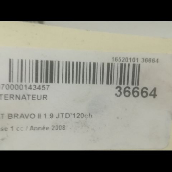 Alternateur occasion FIAT BRAVO II BRAVO II Phase 1 2007-03-01->2011-12-31 1.9 JTD 120ch 51859058 5