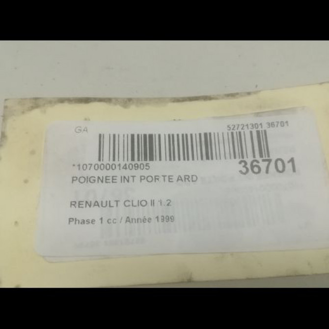 Poignee int porte ard occasion RENAULT CLIO II Phase 1 03-1998->06-2001 1.2 8200669525 3