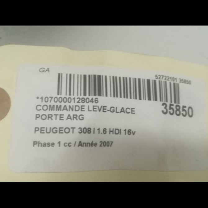 Commande lève-glace porte avant droite occasion PEUGEOT 206 206 phase 1 SW 2002-06-01->2006-12-31 1.6i 109ch 3