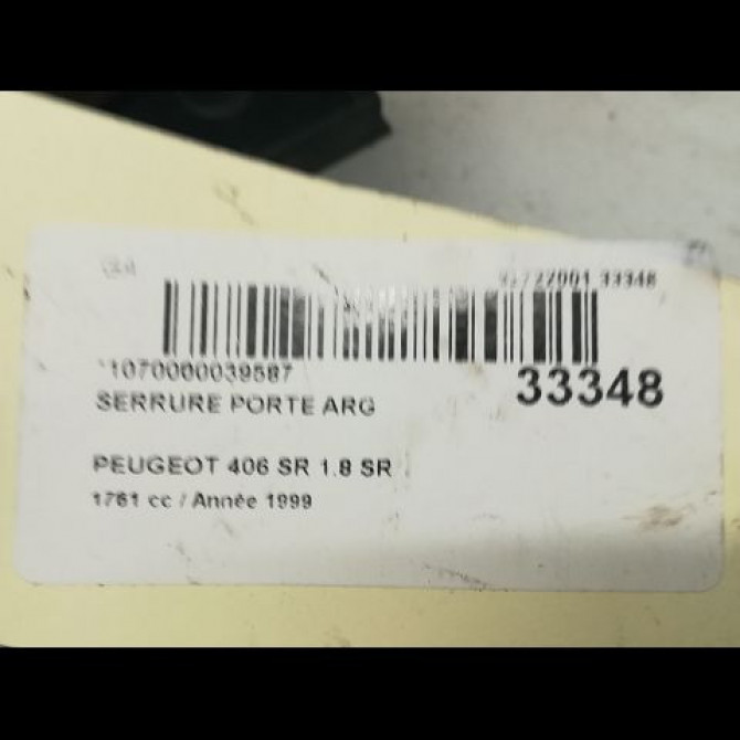 Serrure porte arg occasion PEUGEOT 406 Phase 2 04-1999->04-2004 913758 3