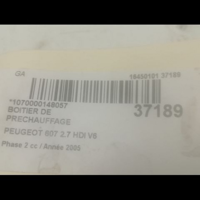 Boitier de préchauffage occasion PEUGEOT 607 Phase 2 09-2004->12-2010 2.7 HDI V6 204ch 598142 3