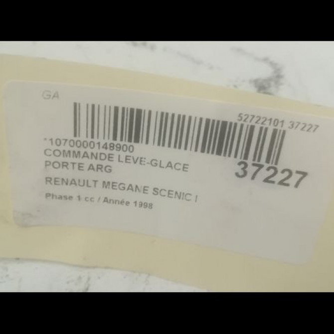 Commande leve-glace porte arrière gauche occasion RENAULT MEGANE SCENIC I Phase 1 09-1996->08-1999 1.6 7700838101 3