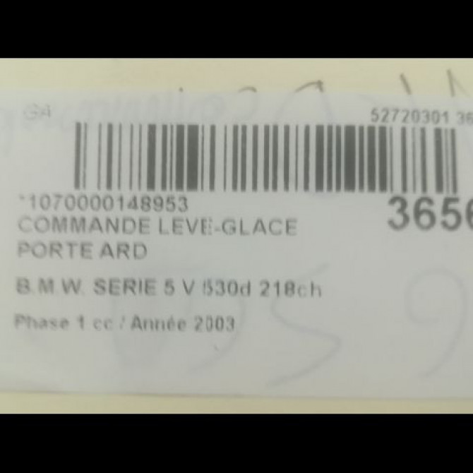 Commande leve-glace porte arrière droite occasion B.M.W. SERIE 5 V Phase 1 07-2003->03-2007 530d 218ch 61316951971 3