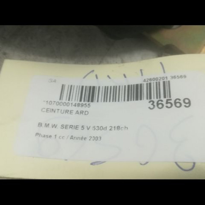 Ceinture arrière droite occasion B.M.W. SERIE 5 V Phase 1 07-2003->03-2007 530d 218ch 4