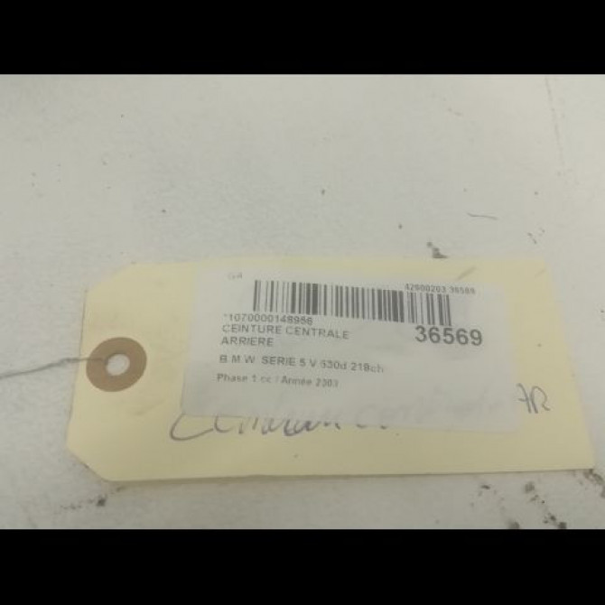 Ceinture centrale arriere occasion B.M.W. SERIE 5 V Phase 1 07-2003->03-2007 530d 218ch 2