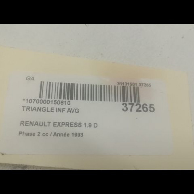 Triangle inf avg occasion RENAULT EXPRESS Phase 2 09-1994->09-1997 1.9 D 65ch 7700783455 3