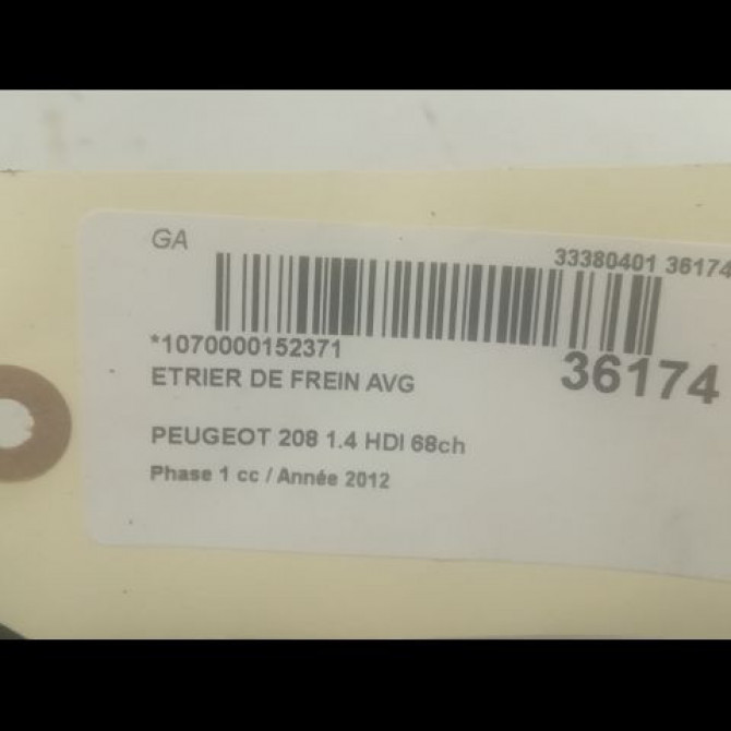 Etrier de frein avant gauche occasion PEUGEOT 208 208 Phase 1 2012-03-01->2015-09-30 1.4 HDI 68ch 4400R6 3