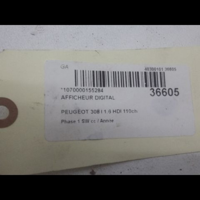 Afficheur digital occasion PEUGEOT 308 I Phase 1 SW 05-2008->03-2011 1.6 HDI 110ch 3