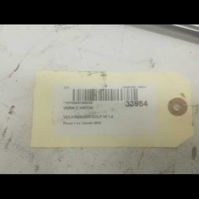 Verin droit hayon occasion VOLKSWAGEN GOLF VII GOLF VII Phase 1 2012-10-01->2017-06-30 1.4 TSI 150ch 5G6827550G 2