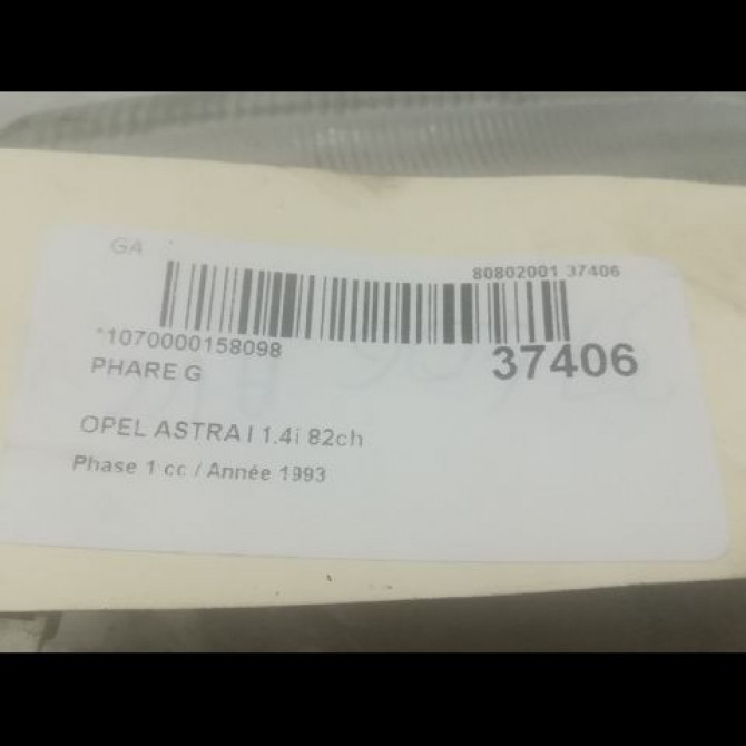 Phare gauche occasion OPEL ASTRA I Phase 1 10-1991->06-1994 1.4i 82ch 93175723 3