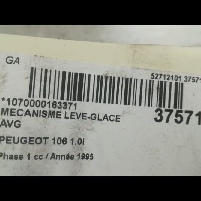 Mécanisme lève-glace avant gauche occasion PEUGEOT 106 Phase 1 09-1991->04-1996 1.0i 9221H9 3