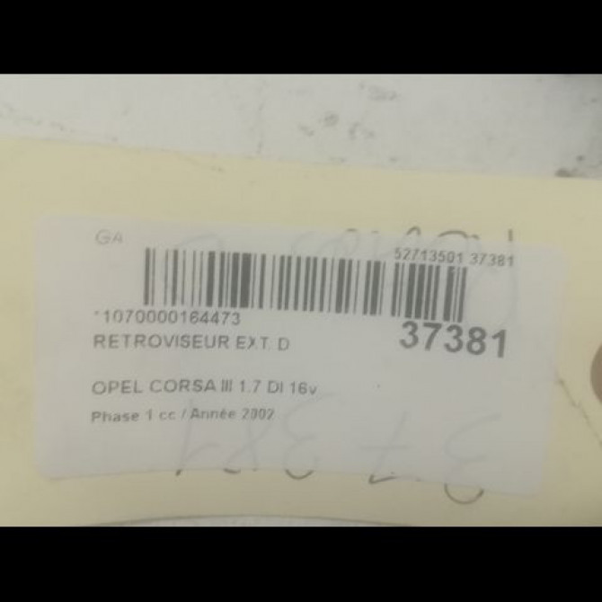 Retroviseur exterieur manuel droit occasion OPEL CORSA III Phase 1 10-2000->08-2003 1.7 DI 16v 24420988 3