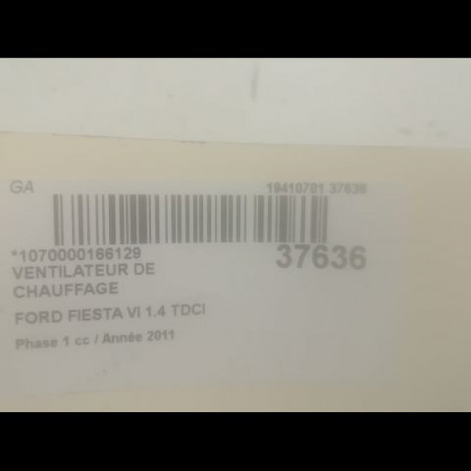 Ventilateur de chauffage occasion FORD FIESTA VI Phase 1 10-2008->11-2012 1.4 TDCI 70ch 1790329 3