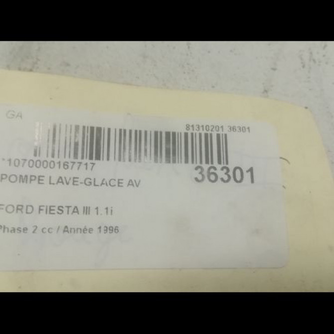 Pompe lave-glace avant occasion FORD FIESTA III Phase 2 01-1994->10-1996 1.1i 3