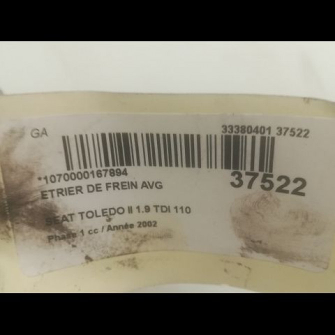 Etrier de frein avant gauche occasion SEAT TOLEDO II Phase 1 04-1998->09-2004 1.9 TDI 110 3